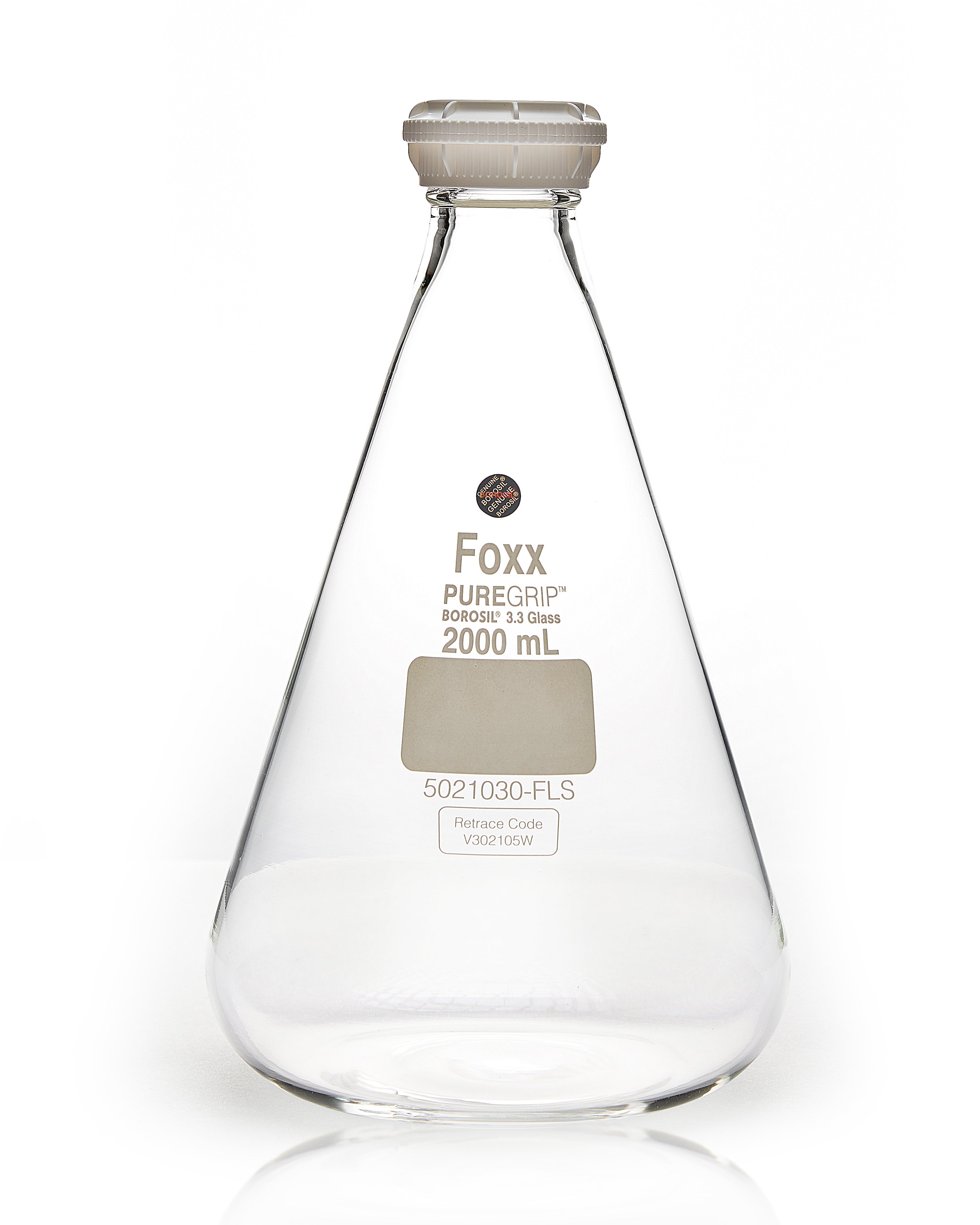 PUREGRIP® Erlenmeyer / Conical Flasks with GL45 Screw Cap 2L 10/Case PUREGRIP® Erlenmeyer / Conical Flasks with GL45 Screw Cap 2L 10/Case