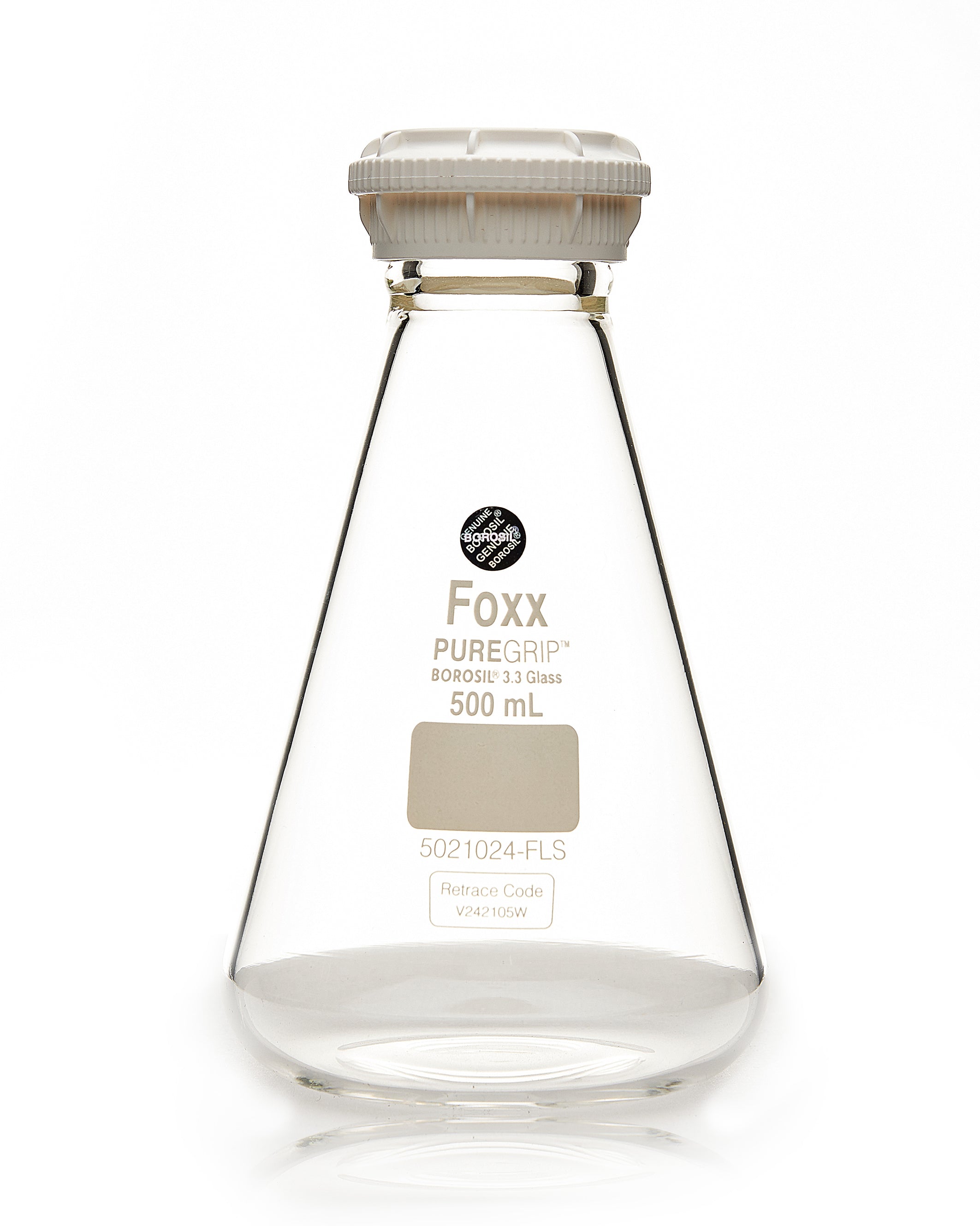 PUREGRIP® Erlenmeyer / Conical Flasks with GL45 Screw Cap 500 mL 10/Case PUREGRIP® Erlenmeyer / Conical Flasks with GL45 Screw Cap 500 mL 10/Case