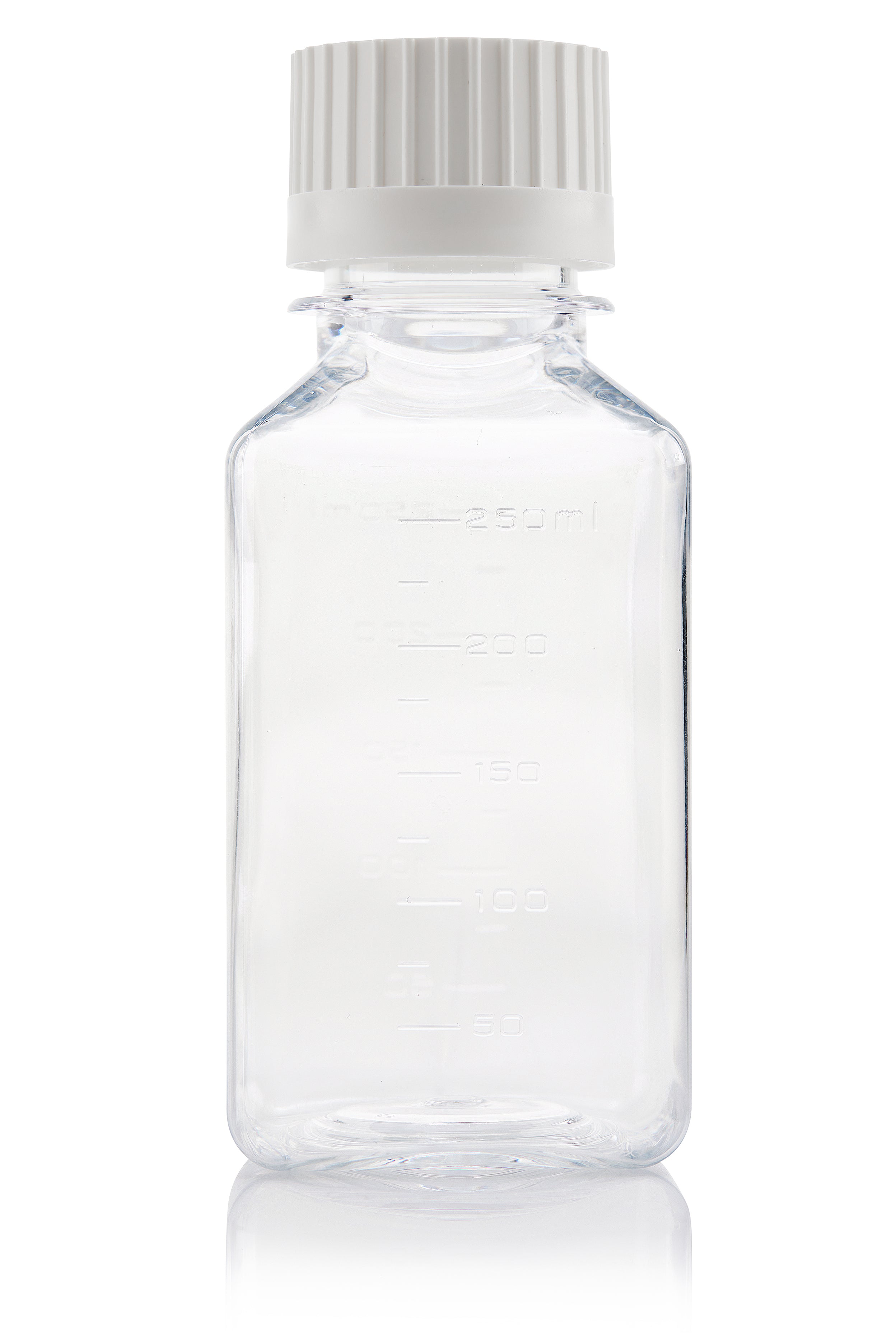 PETG space saving, square media bottle; with patented VersaCap technology PETG space saving, square media bottle; with patented VersaCap technology