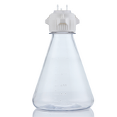 EZBio MTO 1L Flask 2x 1/4 inch Cap Adapter with Vent Port Flat Base 53B VersaCap Non Sterile