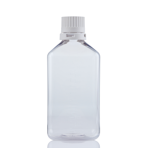 EZBio® Titanium Square Bottle, PETG, 38-430mm, 1000mL, With Tamper Evident Cap, 12/CS