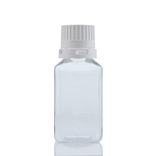 EZBio® Titanium Square Bottle, PETG, 38-430mm, 250mL, With Tamper Evident Cap, 30/CS
