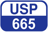 USP 665 label on a blue and white background