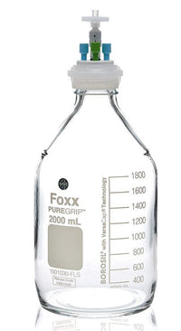 HPLC Solvent Reservoir Bottle Assembly, GL45, 2L Clear, Class VI Polytetrafluoroethylene (PTFE) Adapter, 3 Ports for 3.2mm(1/8") and/or 1.6mm(1/16") OD Tubing