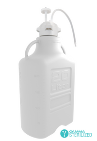EZBio® Single Use Carboy Assembly, 20L, High Density Poly Ethylene (HDPE), VersaCap® 83B, TPE Tubing w/ Dip Tube, Gamma Sterilized, 1/EA