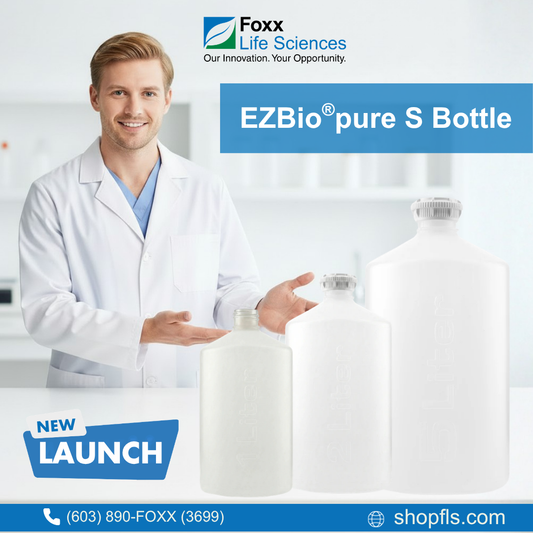 New Launch - EZBio®pure S Media Bottles - Space Efficient Media and Reagent Storage for Laboratory and Bioprocess Applications