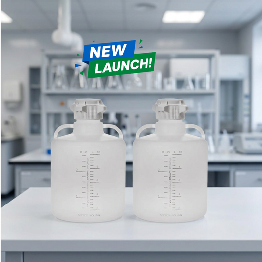  New Launch - EZClear® Round Carboy, Polypropylene (PP) - Translucent Polypropylene Carboys for Mixing, Storage, and Fluid Handling