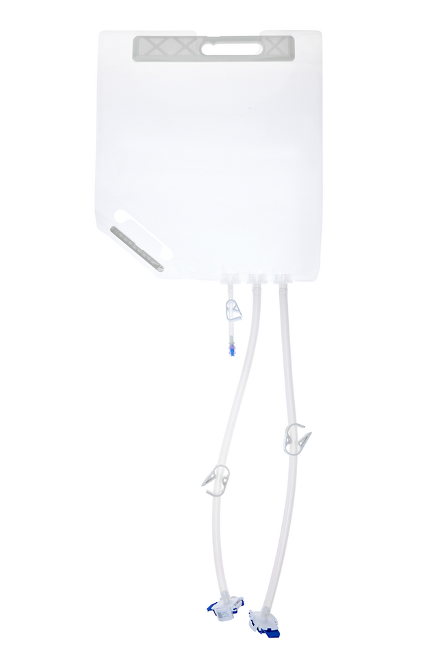EZBio® Ultra Bag Assembly, 10L, PE Bag, 2x 1/4" HB port, 1x1/4" HB port with needleless Luer insert TPE Tubing, Sterile, 10/CS