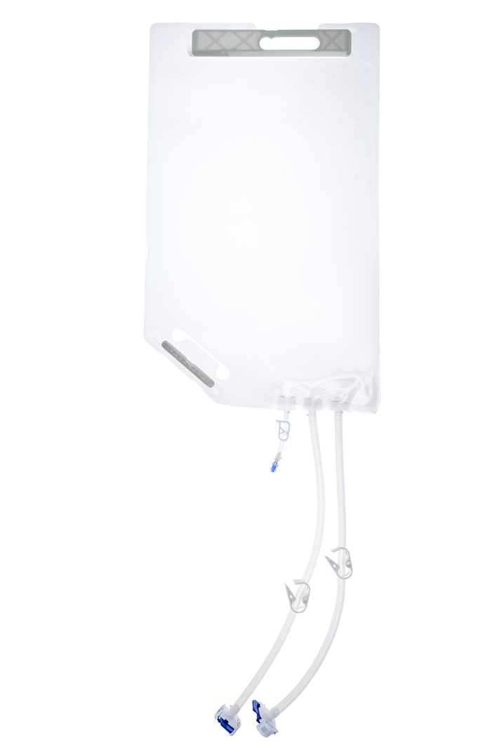 EZBio® Ultra Bag Assembly, 20L, PE Bag, 2x 1/4" HB port, 1x1/4" HB port with needleless Luer insert TPE Tubing, Sterile, 10/CS