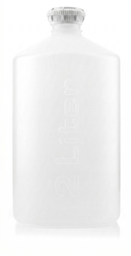 White bottle with a silver cap on a white background