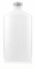 White bottle with a silver cap on a white background