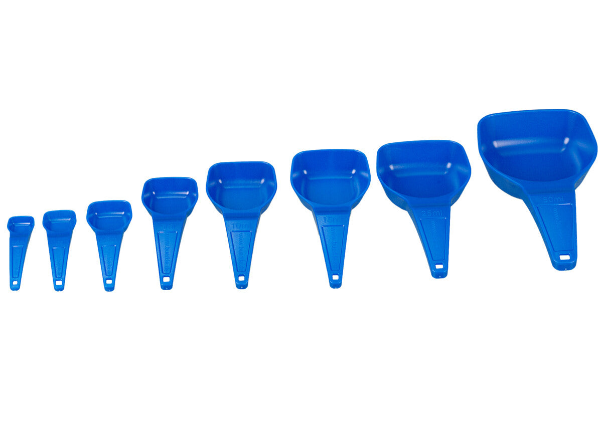 BURKLE INC Measuring spoons 15 ml, PS, blue, sterile
