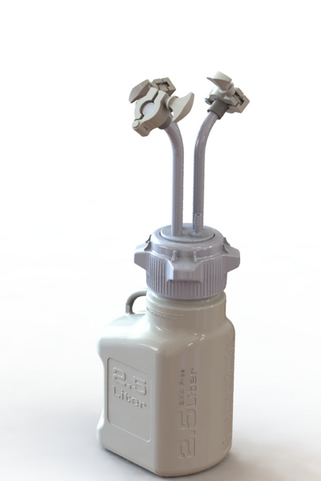 EZBio® 2.5L PP rectangular carboy with 83B VersaCap®, 3 Mini TC ports and 3/8" hose barb, non-sterile