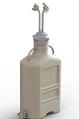 EZBio® 40L PP rectangular carboy with 4 Mini TC ports, 3/8" hose barb, and bottom Maxi TC, non-sterile