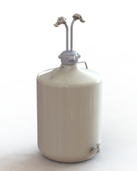 EZBio® 50L PP round carboy with 83B VersaCap®, 3 Mini TC ports, 3/8" hose barb, and bottom Mini TC, non-sterile