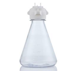EZBio MTO 1L Flask 2x 1/4 inch Cap Adapter with Vent Port Baffled Base 53B VersaCap Non Sterile