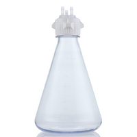 EZBio MTO 2L Flask 2x 5/16 inch Cap Adapter with Vent Port Baffled Base 53B VersaCap Non Sterile