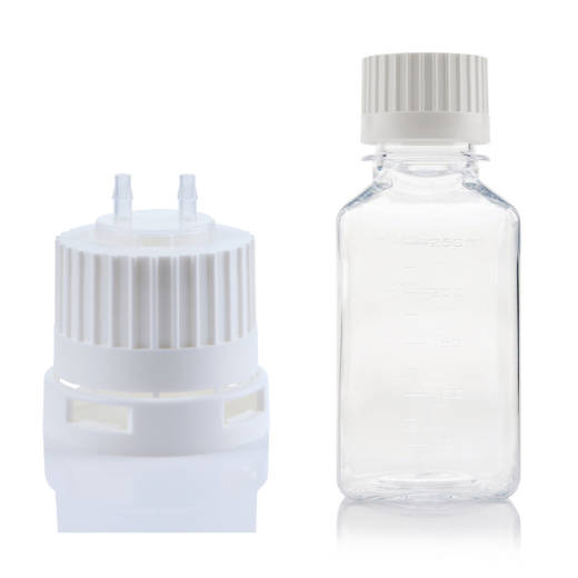 EZBio® TS Bottle Assy, PETG, 250mL, Tamper Evident VersaCap White 38-430 w/o Tubing, NS, 10/CS | img_1 | Foxx Life Sciences Global | shopfls.com