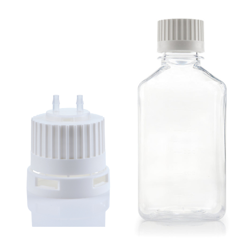 EZBio® TS Bottle Assy, PETG, 500mL, Tamper Evident VersaCap White 38-430 w/o Tubing, NS, 10/CS | img_1 | Foxx Life Sciences Global | shopfls.com