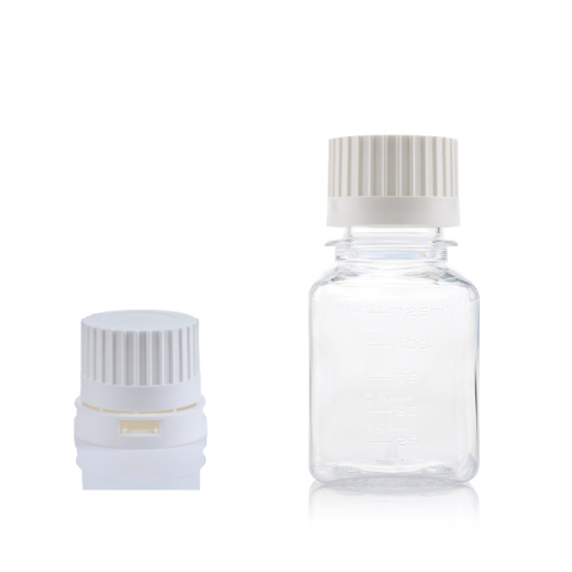 EZBio® 125mL PETG Square Bottle with Tamper-Evident Cap  Foxx Life Science | Img | Foxx  Life Sciences