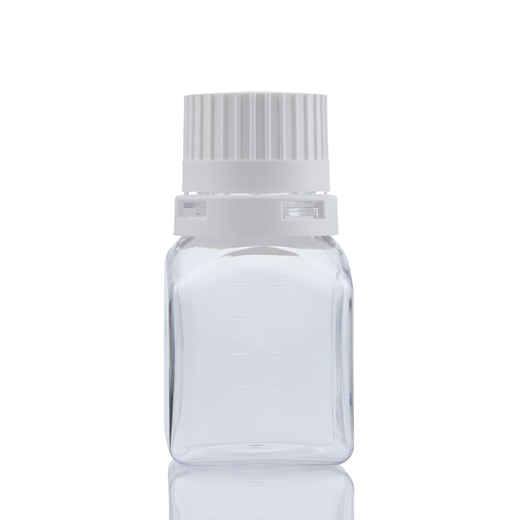 EZBio® Titanium Square Bottle, PETG, 38-430mm, 125mL, With Tamper Evident Cap, 24/CS