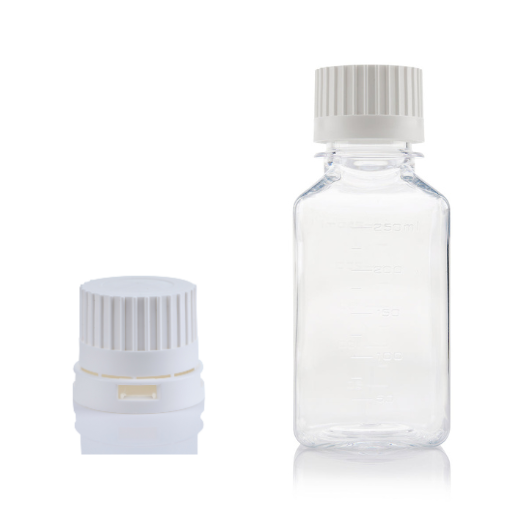 EZBio® 250mL PETG Square Bottle with Tamper-Evident Cap  Foxx Life Science |  Img | Foxx  Life Sciences