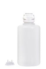 Round EZLabpure™ Polypropylene (PP) Vacuum Bottle, 2 L, Open VersaCap® 53B, With Closed and 2x1/8" HB Adapters, 1/EA