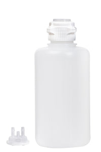 Round EZLabpure™ Polypropylene (PP) Vacuum Bottle, 2 L, Open VersaCap® 53B, With Closed and 2x1/4" HB Adapters, 1/EA