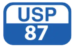 USP 87 logo with blue border