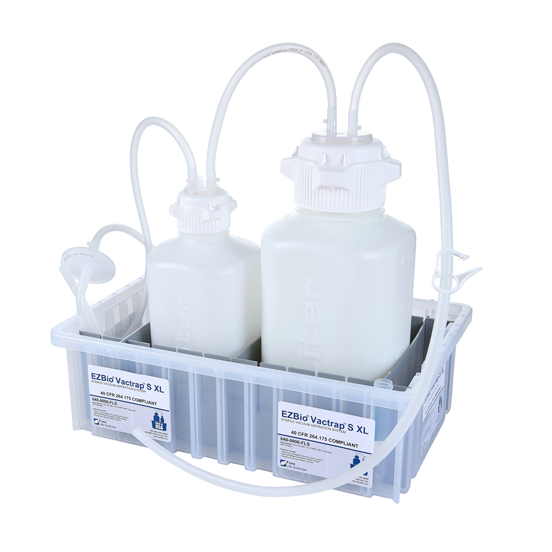 EZBio Vactrap S ™ XL High Density Poly Ethylene (HDPE) (Bleach-Compatible), 4L + 1L, Natural Bin, 1/4" ID Tubing, Sterile
