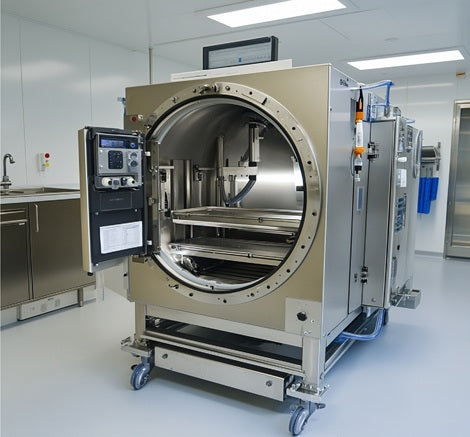 Large industrial oven or chamber in a cleanroom setting
