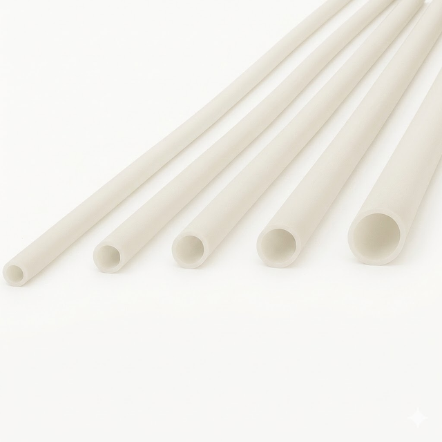 Set of white straws on a white background