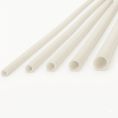 Set of white straws on a white background