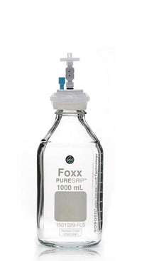 HPLC Solvent Reservoir Bottle Assembly, GL45, 1L Clear, Class VI Polytetrafluoroethylene (PTFE) Adapter,  1 Ports for 3.2mm(1/8") and/or 1.6mm(1/16") OD Tubing