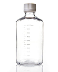 EZBio® Square Bottle, 1L, PETG, Sterilized, 38-430mm Versacap®, 12/pk