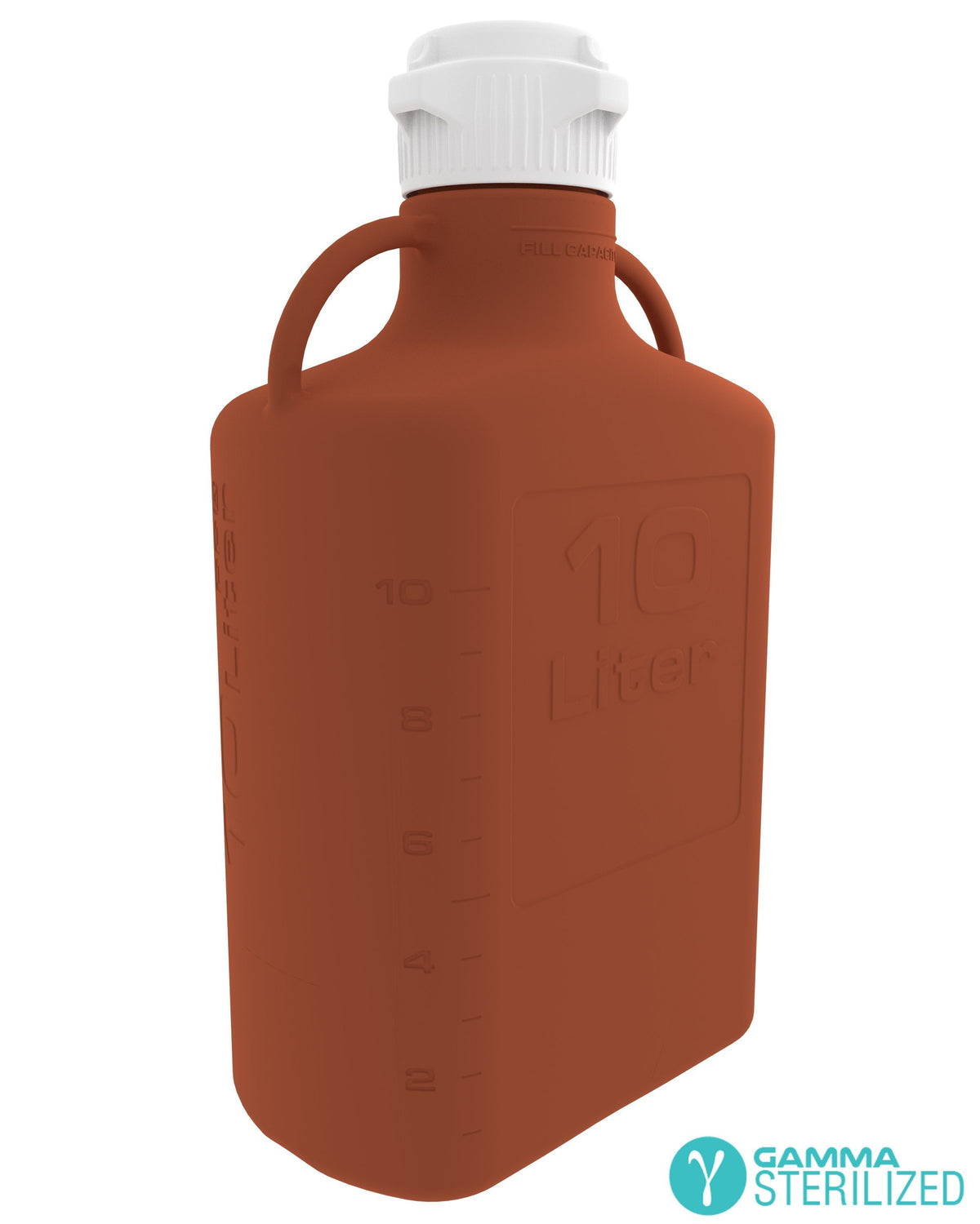 EZBio® 10L (2.5 GAL) Amber High Density Poly Ethylene (HDPE) Carboy with VersaCap® 83B, Double Bagged, Gamma Sterilized