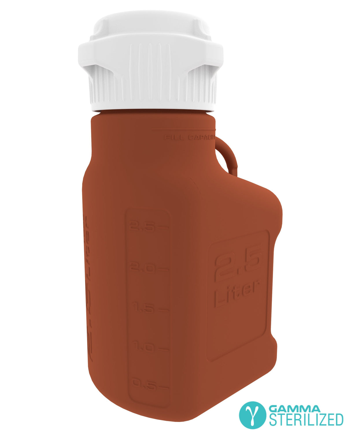 EZBio® 2.5L (0.5 GAL) Amber High Density Poly Ethylene (HDPE) Carboy with VersaCap® 83B, Double Bagged, Gamma Sterilized