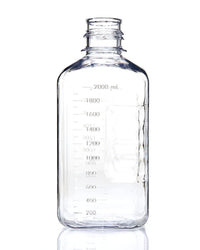 EZBio® Square Bottle, 2L, PETG, Non-Sterile, 53B Neck, No Cap, 6/pk