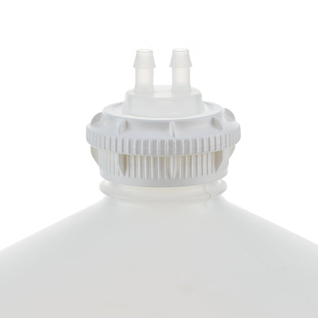 EZBio® GL45 Open Cap & Molded 2x 1/4" HB, White PP for Plastic Bottles