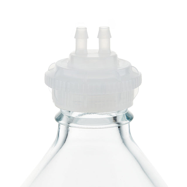EZBio® GL45 Open Cap & Molded 2x 1/4" HB, Natural PP for Glass Bottles