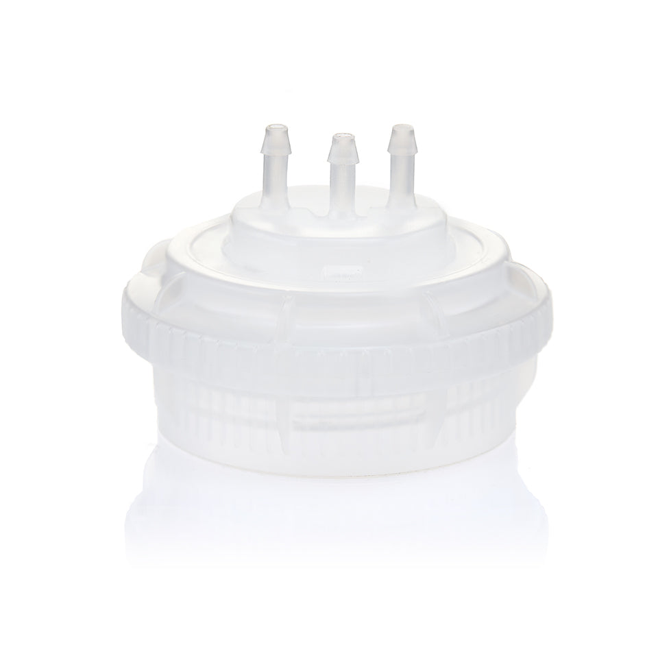 EZBio® GL45 Open Cap & Molded 3x 1/8" HB, Natural PP for Glass Bottles