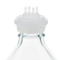 EZBio® GL45 Open Cap & Molded 4x 1/8" HB, Natural PP for Glass Bottles