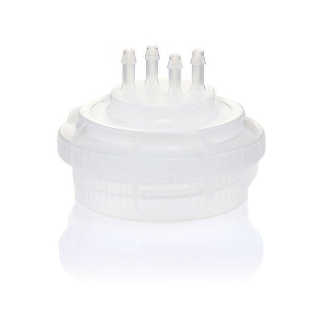 EZBio® GL45 Open Cap & Molded 4x 1/8" HB, Natural Polypropylene (PP) for Plastic Bottles