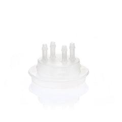 EZBio® GL45 Open Cap & Molded 4x 1/8" HB, White PP for Plastic Bottles