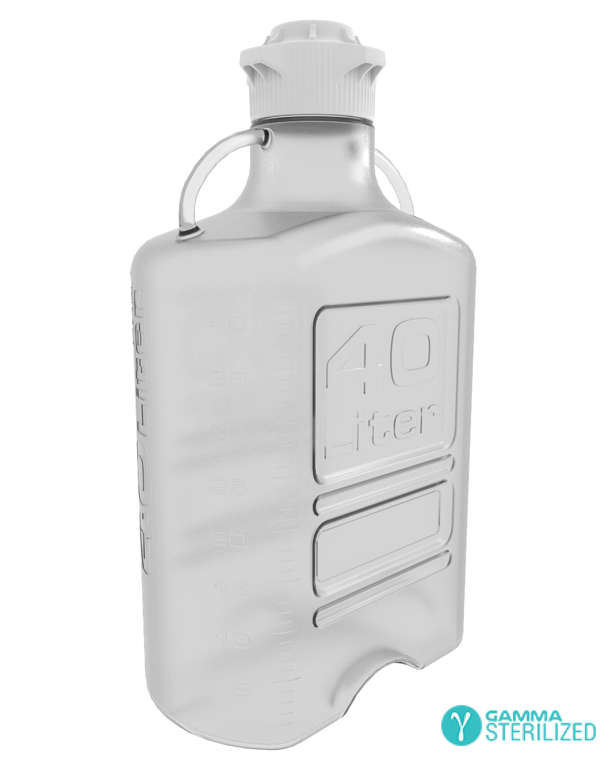 EZBio® Carboy, Polycarbonate (PC), 40L, No Spigot, VersaCap® 120mm, Double Bagged, Gamma Sterilized