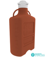 EZBio® 40L (10 GAL) Amber High Density Poly Ethylene (HDPE) Carboy with VersaCap® 120mm, Double Bagged, Gamma Sterilized