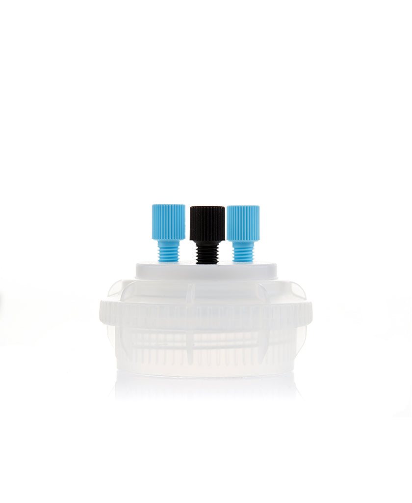 HPLC Solvent Reservoir ChromCap™ 100 Assembly,GL45, Class VI Polytetrafluoroethylene (PTFE) Adapter w Vent Hole, 3 Port for 3.2mm(1/8") or 1.6mm(1/16") OD Tubing, 1/EA