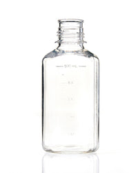 EZBio® Square Bottle, 500mL, Polycarbonate (PC), Non-Sterile, 38-430mm Neck, No Cap, 12/pk