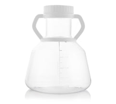 EZBio® 5L Erlenmeyer Polycarbonate (PC) Flasks - 90mm Closed Cap w/Handle - Sterilized - 4/CS