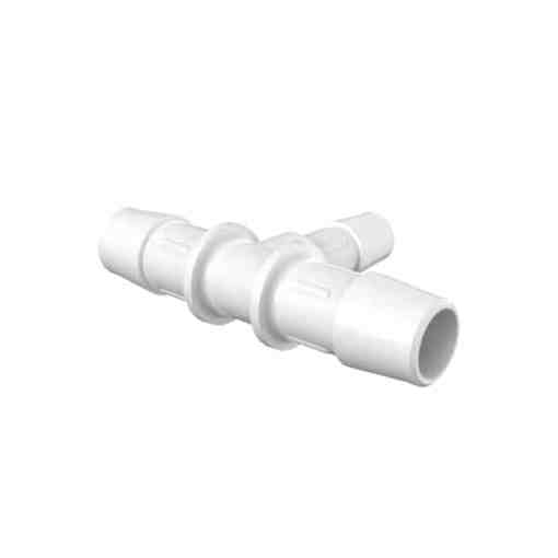 1/2" x 1/2" x 3/8" Reduction T Fitting, Natural Kynar (PVDF)